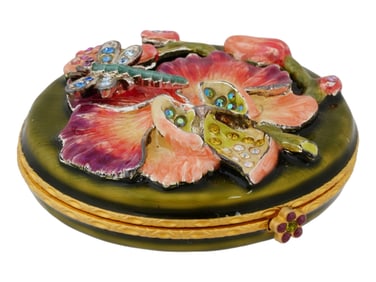 JAY STRONGWATER ENAMELED FLORAL COMPACT MIRROR