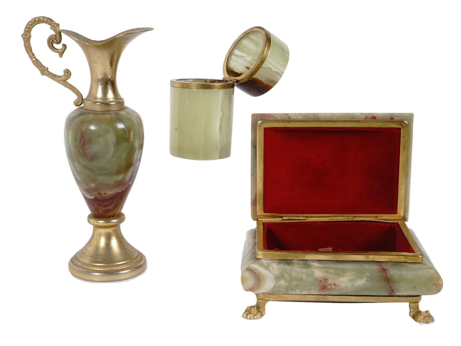 MID CENTURY ITALIAN ONYX VANITY BOXES AND PITCHER (1 of 10)