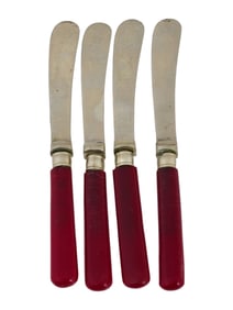 MID CENTURY STAINLESS NICKEL BUTTER KNIVES SET