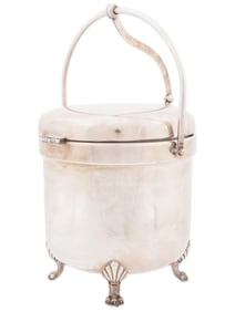 PORCELAIN SILVER PLATED ICE BASKET BY F B ROGERS
