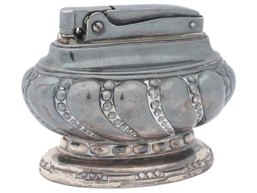MID CEN RONSON CROWN SILVER PLATED TABLE LIGHTER