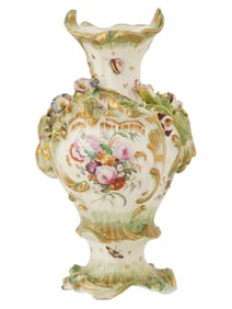 HAND PAINTED PORCELAIN VASE WITH FLORAL ORNAMENT