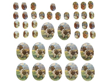 LARGE COLLECTION OF OVAL PORCELAIN BROOCH PLAQUES