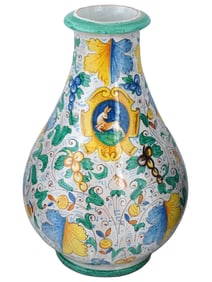 LARGE ITALIAN MAJOLICA GLAZED CERAMIC FLOOR VASE