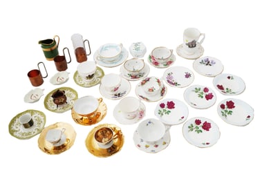 ENGLISH FRENCH PORCELAIN AND JAPANESE BRASS TABLEWARE