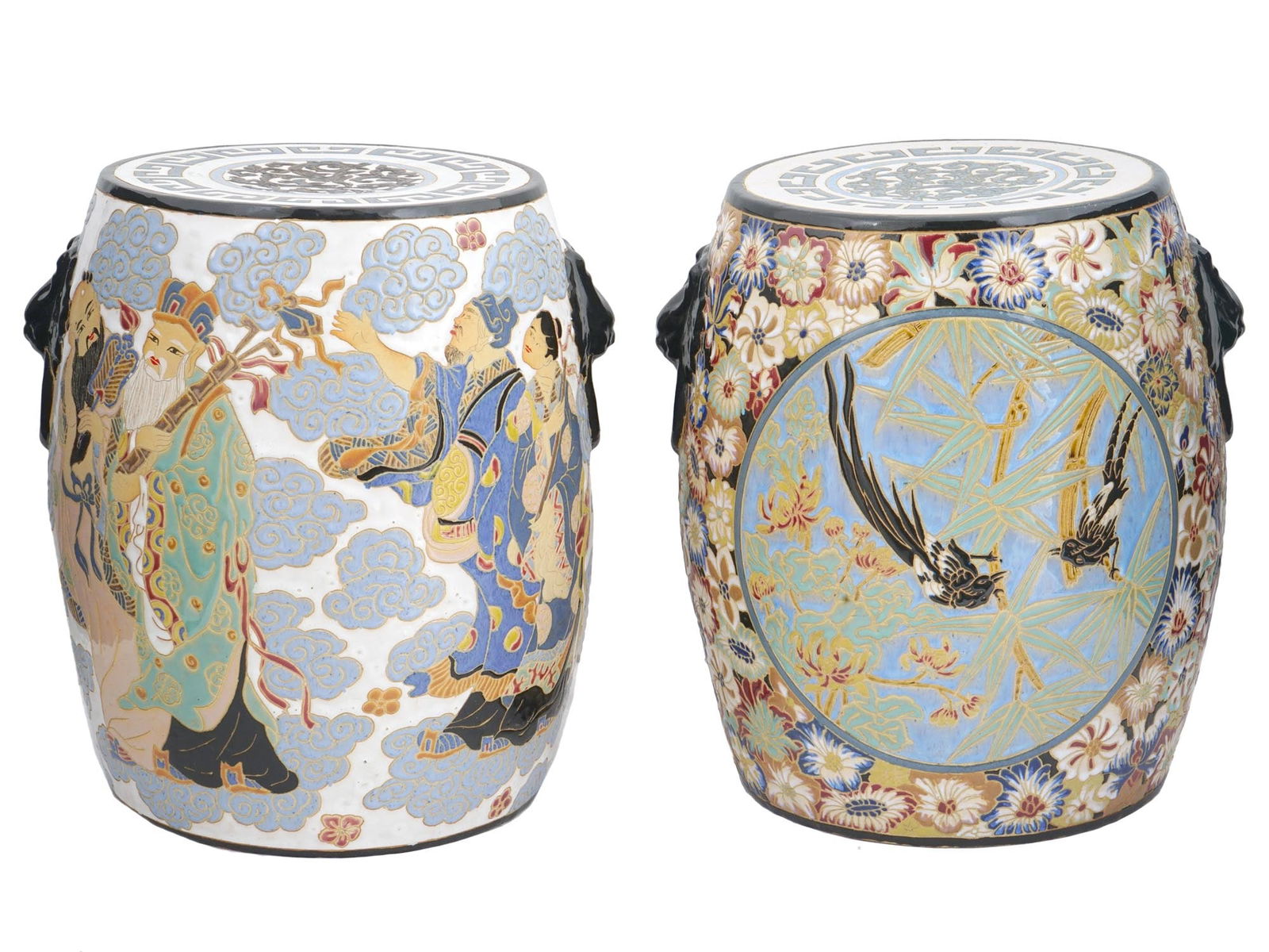 ANTIQUE FRENCH CHINOISERIE GLAZED CERAMIC GARDEN SEATS (1 of 9)