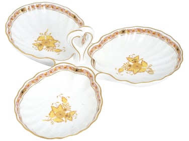 MID CENT HEREND HUNGARY PORCELAIN DIVIDED PLATE