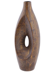 VINTAGE LACQUERED CERAMIC VASE WITH A HOLE