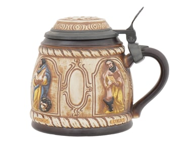 VINTAGE HAND PAINTED GERMAN CERAMARTE BEER STEIN