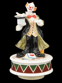VINTAGE SCHMID PORCELAIN CLOWN MUSIC BOX