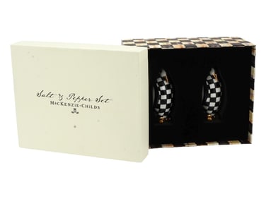 MACKENZIE-CHILDS PORCELAIN PENGUIN SALT SHAKERS IOB