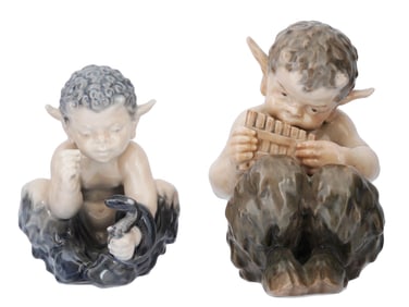 DANISH ROYAL COPENHAGEN FAUN PORCELAIN FIGURINES