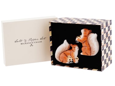 PORCELAIN SALT AND PEPPER SET BY MACKENZIE-CHILDS
