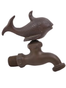 VINTAGE FIGURAL FISH BRONZE WATER FAUCET SPIGOT