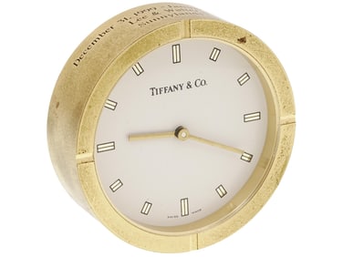 VINTAGE TIFFANY BRASS TRAVEL ALARM DESK CLOCK