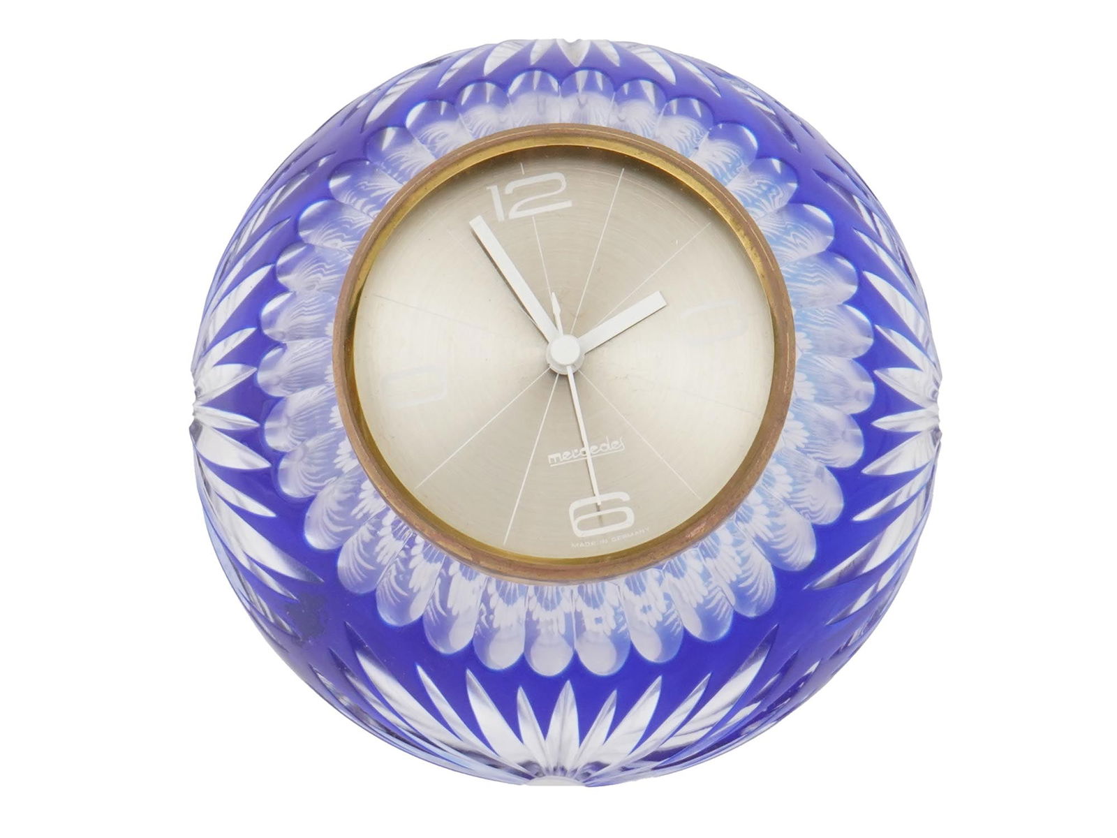 VINTAGE BOHEMIAN CRYSTAL GLASS BLUE CLOCK PAPERWEIGHT (1 of 7)