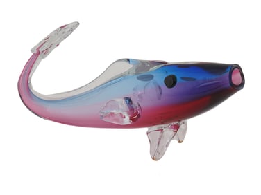 VINTAGE BOHEMIAN GLASS HANDCRAFTED FISH VASE