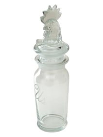 AMERICAN HEISEY GLASS COCKTAIL SHAKER W ROOSTER