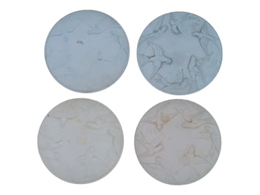 LALIQUE STYLE FROSTED GLASS NUT BOWLS WITH BIRDS