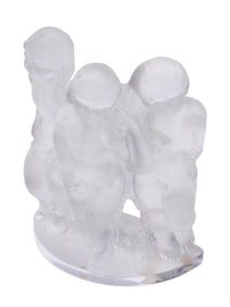 LALIQUE PARIS FROSTED CRYSTAL GLASS FIGURAL GROUP
