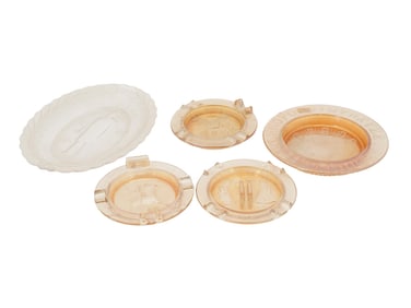 EARLY AMERICAN PRESSED GLASS PLATES AND ASHTRAYS