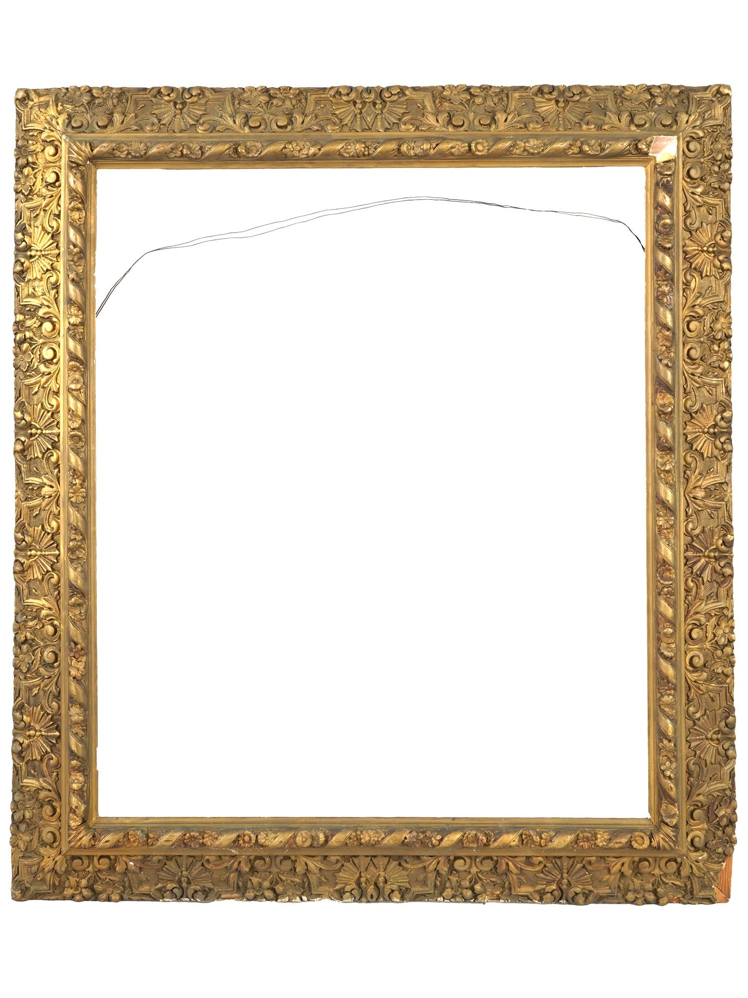 LARGE ANTIQUE CARVED GILT WOODEN PICTURE FRAME (1 of 6)
