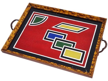RARE VINTAGE ART DECO BAUHAUS PAINTED COCKTAIL TRAY