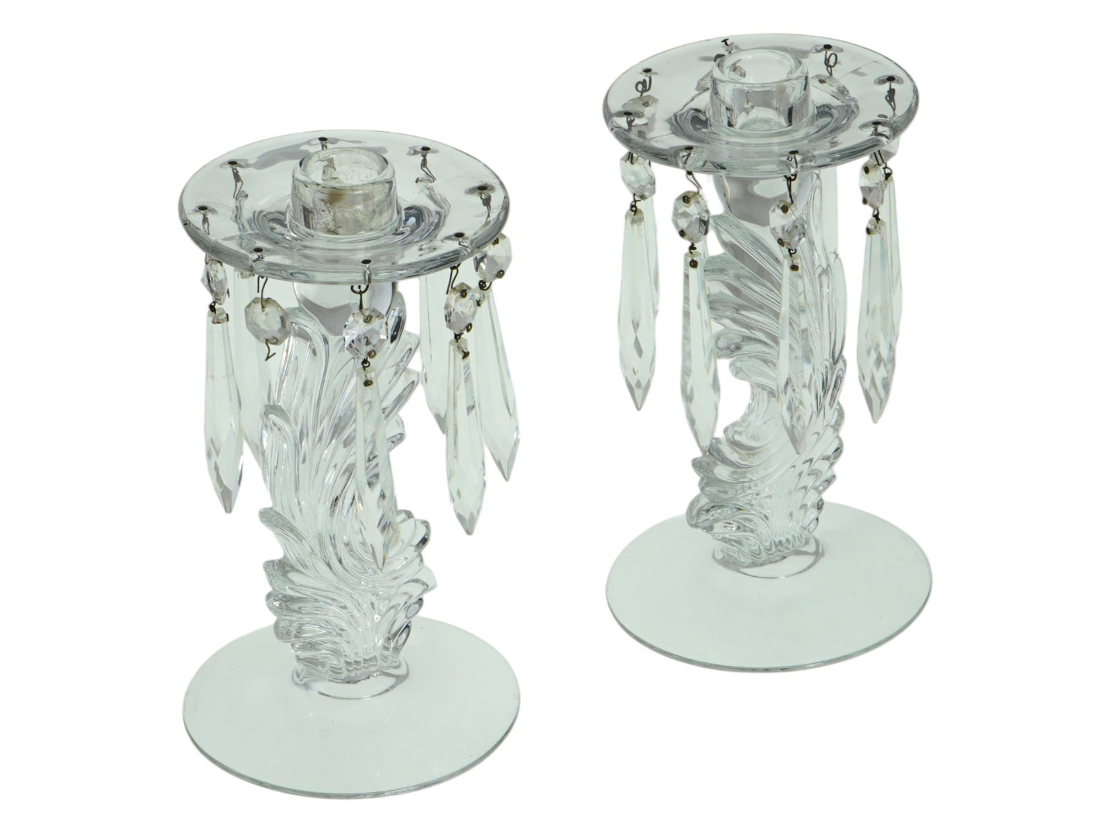 AMERICAN MADE ART DECO CRYSTAL CANDLESTICKS BY HEISEY (1 of 7)
