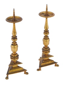 ANTIQUE NEOCLASSICAL GILT BRONZE CANDLESTICKS