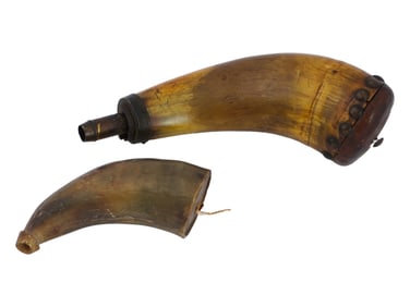 ANTIQUE AMERICAN CIVIL WAR ERA POWDER HORN FLASKS