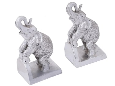 VINTAGE SILVERTONE POLISH ELEPHANT BOOKENDS