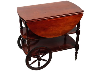 GERMAN WOODEN SERVING TROLLEY BAR WITH FOLDING TOP
