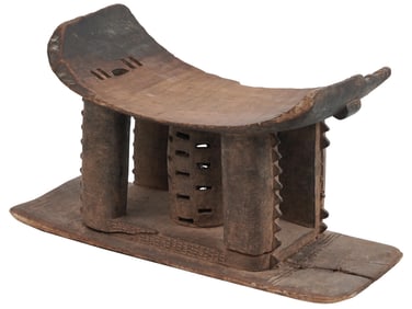 MID CENT GHANA ASHANTI CARVED WOOD SANKOFA STOOL