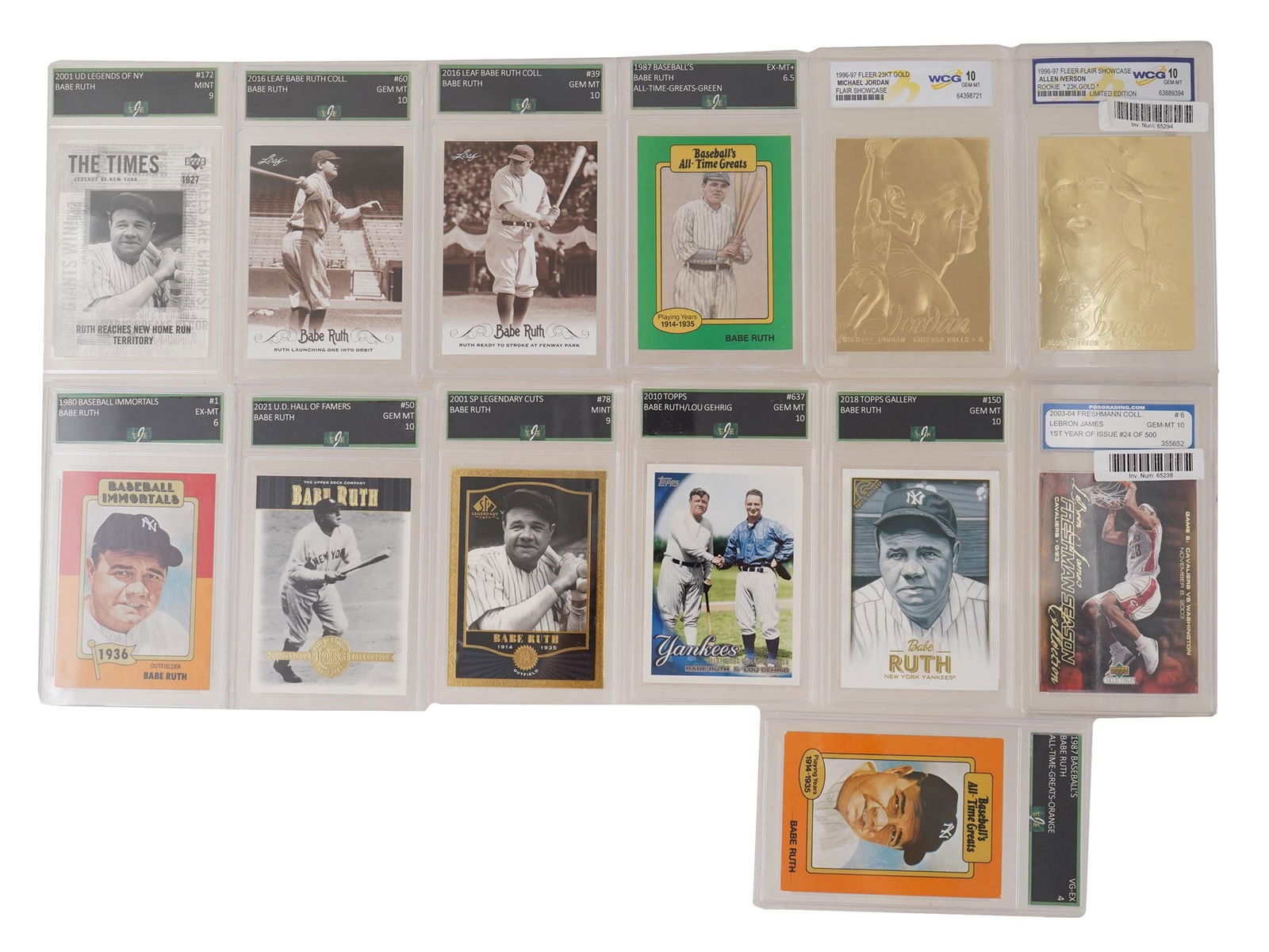 SPORTS CARDS BASEBALL BASKETBALL PLAYERS BABE RUTH (1 of 5)