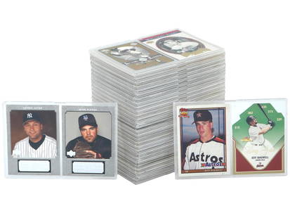 COLLECTION OF BASEBALL SPORTS CARDS: A mixed lot of American baseball sports cards featuring All-Stars, Legends, and Hall of Famers.Companies Included are Topps, Donruss, Leaf, Upper Deck, Fleer, Action Packed, and more.Notable Players a