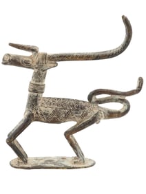 WEST AFRICAN DOGON TRIBE BRONZE ANTELOPE FIGURINE