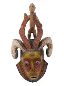 VTG WEST AFRICA IVORY COAST GURO MASK W OIL PAINT