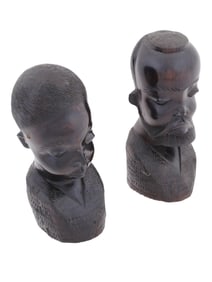 VINTAGE AFRICAN CARVED EBONY MALE AND FEMALE FIGURINES