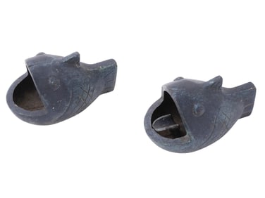 VINTAGE JAPANESE BRONZE KOI FISH ASHTRAYS