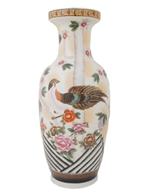 VINTAGE CHINESE CERAMIC FLOOR VASE WITH GOLD ACCENTS
