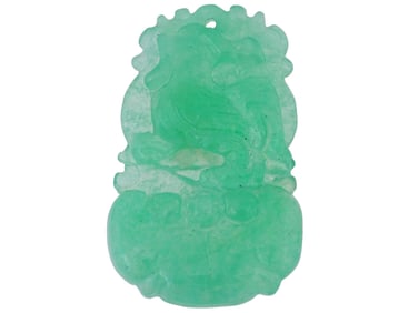 CHINESE QILIN HAND CARVED JADE AMULET PENDANT SLAB