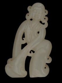 CHINESE FEMALE DANCER CARVED HETIAN JADE FIGURINE
