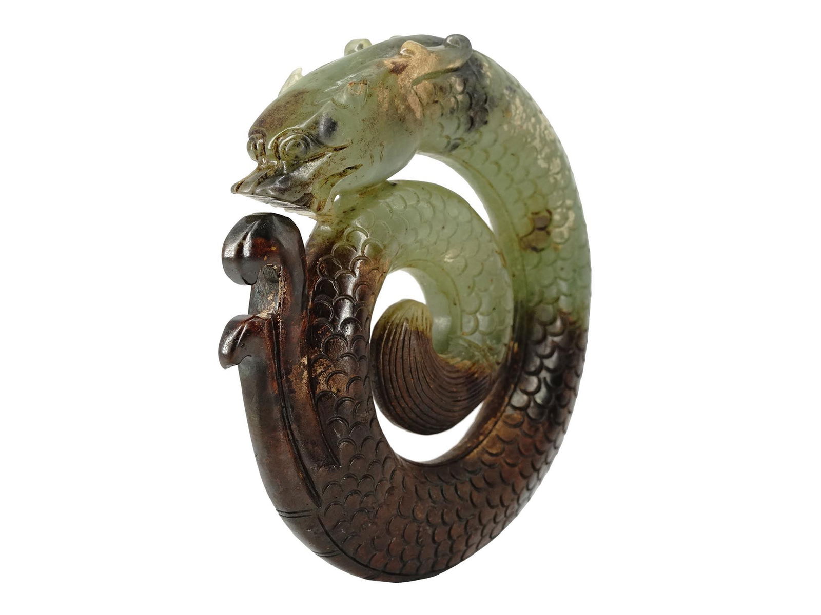 ANTIQUE CHINESE JADE DRAGON FIGURINE PENDANT (1 of 5)