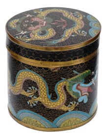 ANTIQUE CHINESE CLOISONNE ENAMEL TEA CADDY
