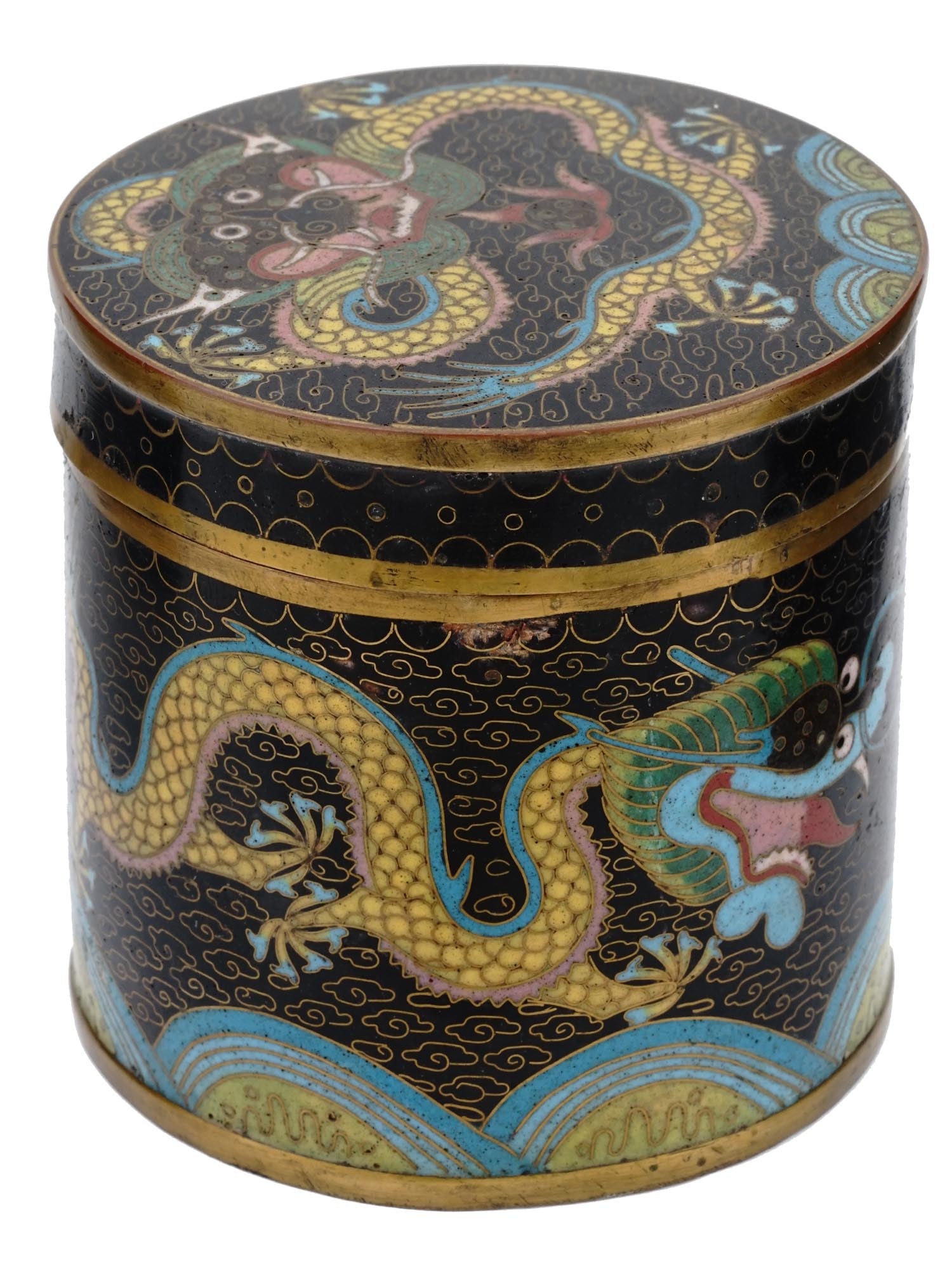 ANTIQUE CHINESE CLOISONNE ENAMEL TEA CADDY (1 of 9)