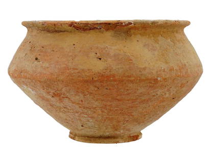 ANCIENT HOLY LAND TERRACOTTA POTTERY BOWL: An ancient Middle Eastern Holy Land terracotta pottery bowl. The bowl has a flared body, a narrow base, and a simple rim. Ancient Pottery Drink and Desk Wares, Accessories For Collectors. THIS