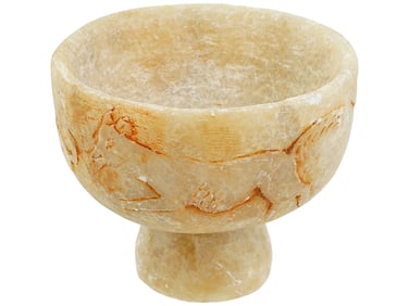 ANCIENT ROMAN FOOTED HAND CARVED ALABASTER RITUAL CUP