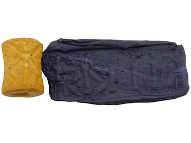 ANCIENT NEAR EASTERN CARVED STONE CYLINDER SEAL