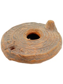 ANCIENT ROMAN BYZANTINE TERRACOTTA POTTERY OIL LAMP