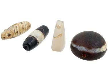 ANCIENT ROMAN EVIL EYE AGATE AND CARNELIAN BEADS